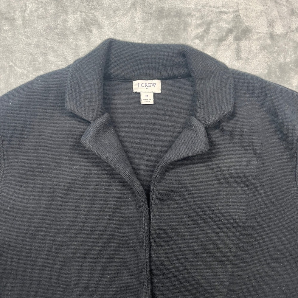 J.Crew Sweater Blazer Women M Black Re-Imagined Cotton Knit BF227 FA23 - Picture 2 of 15